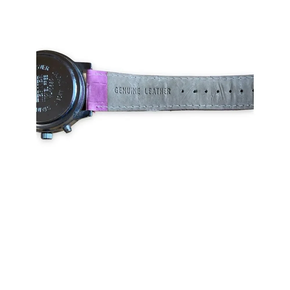 Bijoux Terner Women's Analog Watch Pink Leather Faux Croc Band Needs Battery